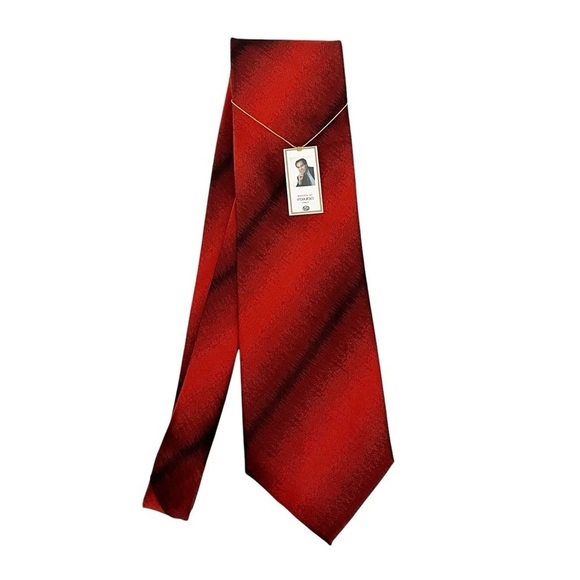 NWT Vito Rufolo Italy Men's Neck Tie Red Black Silk 58 in. Office Work Career - Picture 3 of 5